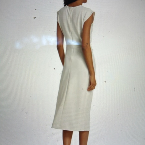 Tanya Taylor Cream Asymmetrical Pleated Midi Dress - Picture 8 of 8